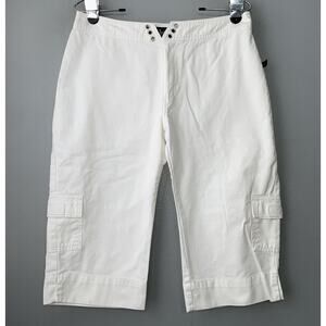 Jalate Peddle Pushers Size 9 10 White Bermuda Shorts Y2K Twill Capri Cargo Pants